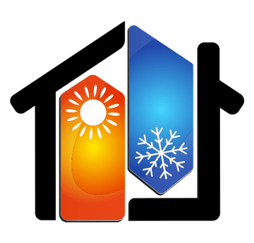 Hamilton Heating & Air house icon, with the sun and snowflake panels from the logo